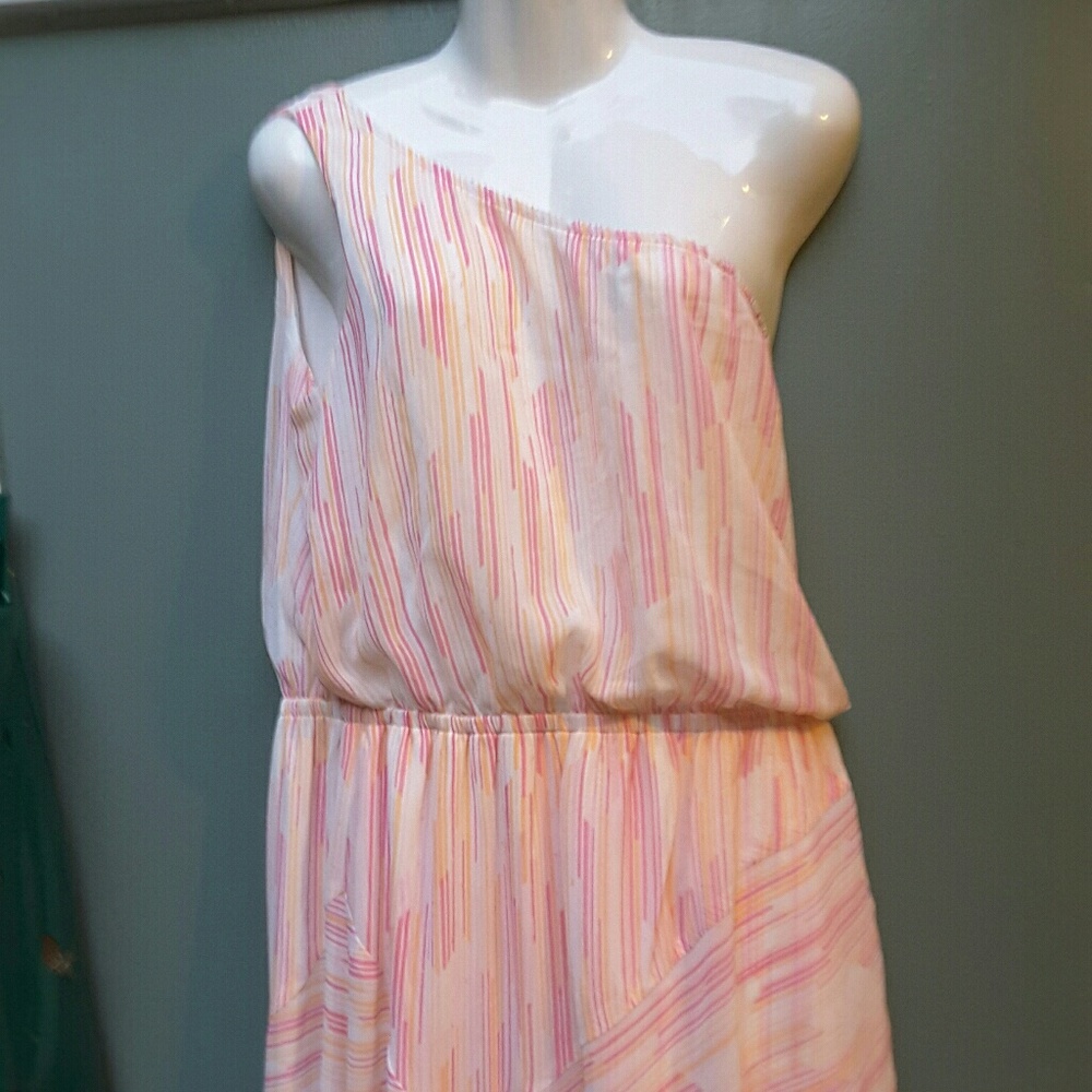 Ladies Cold Shoulder Hanky Hem Striped SunDress  L